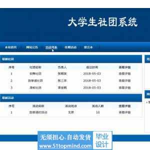 jsp1095ssh大学生社团活动报名管理系统